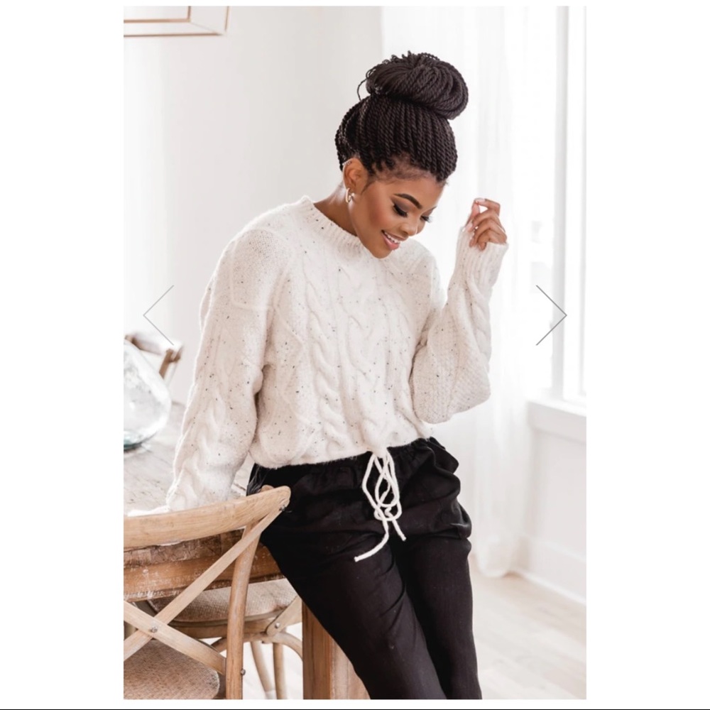 Off White / Cream Cable Knit Sweater ~ warm & cozy!